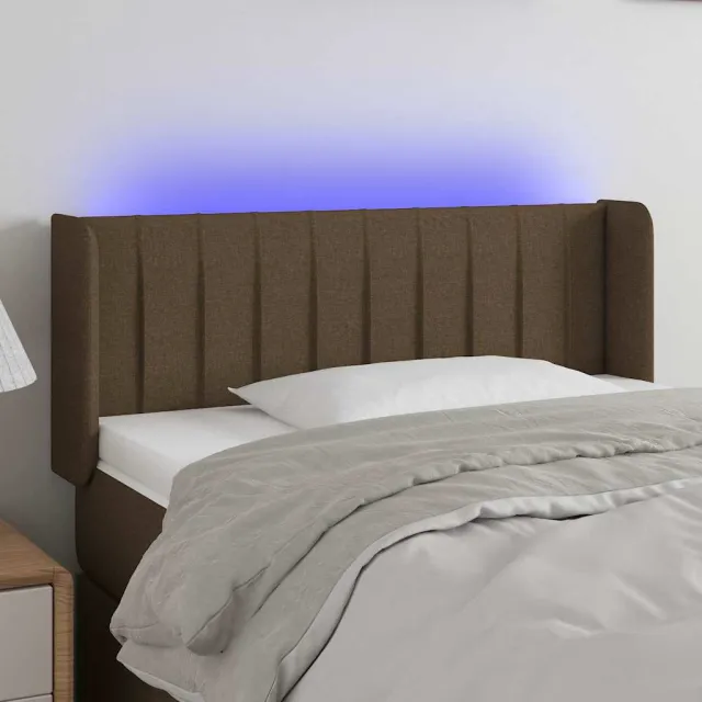 vidaXL Hoofdbord LED 93x16x78/88 cm stof donkerbruin