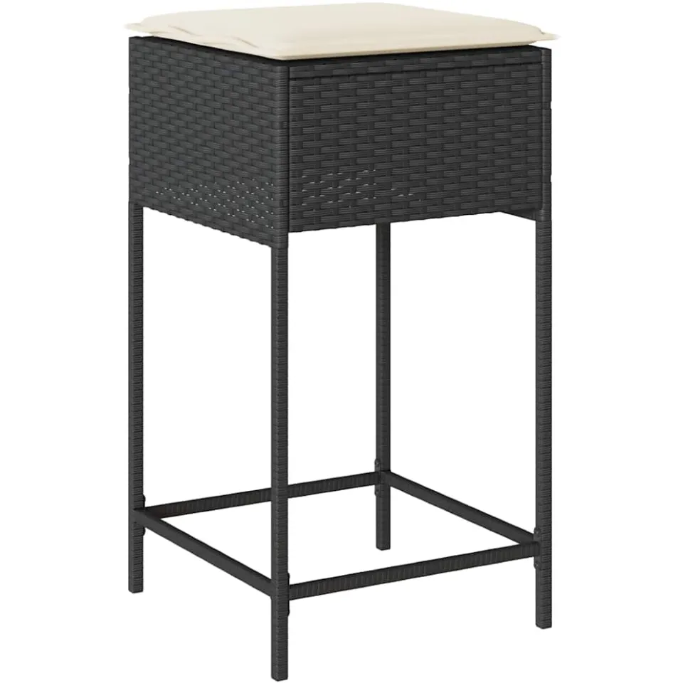 vidaXL 9-delige Tuinbarset met kussens poly rattan zwart, foto 4