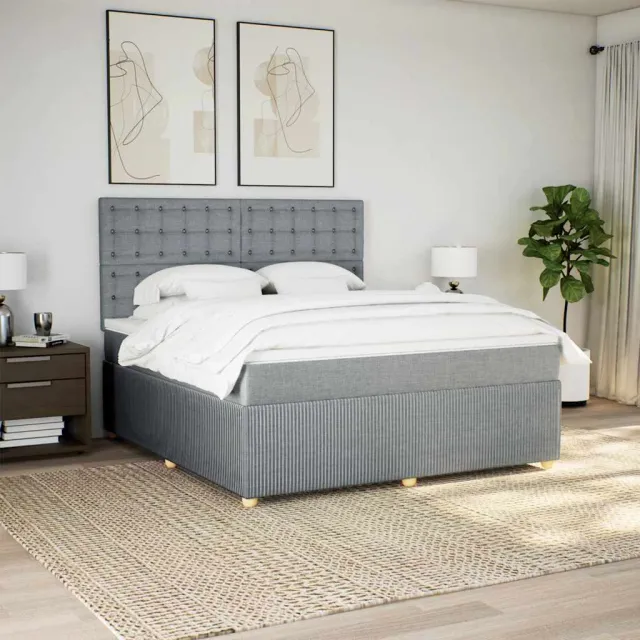 vidaXL Boxspring met matras stof lichtgrijs 180x200 cm grijs