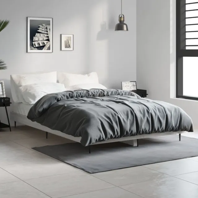 vidaXL Bedframe bewerkt hout grijs sonoma eikenkleurig 120x190 cm