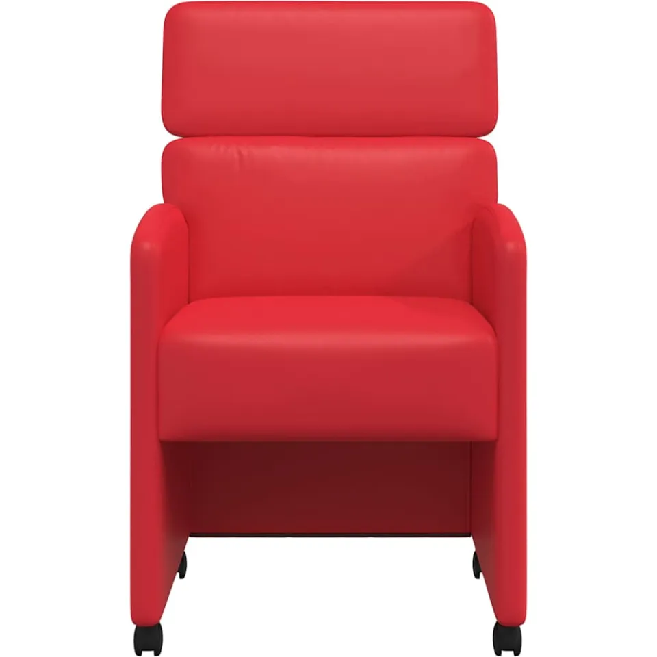vidaXL Eetkamerstoelen met Wieltjes 2 st Kunstleer Rood, foto 4