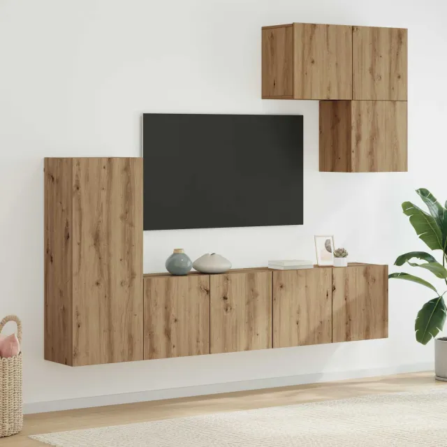 vidaXL TV-wandmeubel 5 st 240 x 30 x 183 cm Artisan Eiken Bruin