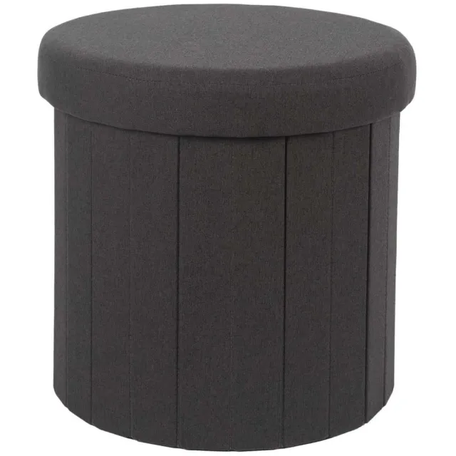 HowHomely ROUNDO - ronde poef - Zwart - Met Opbergruimte - Elegant