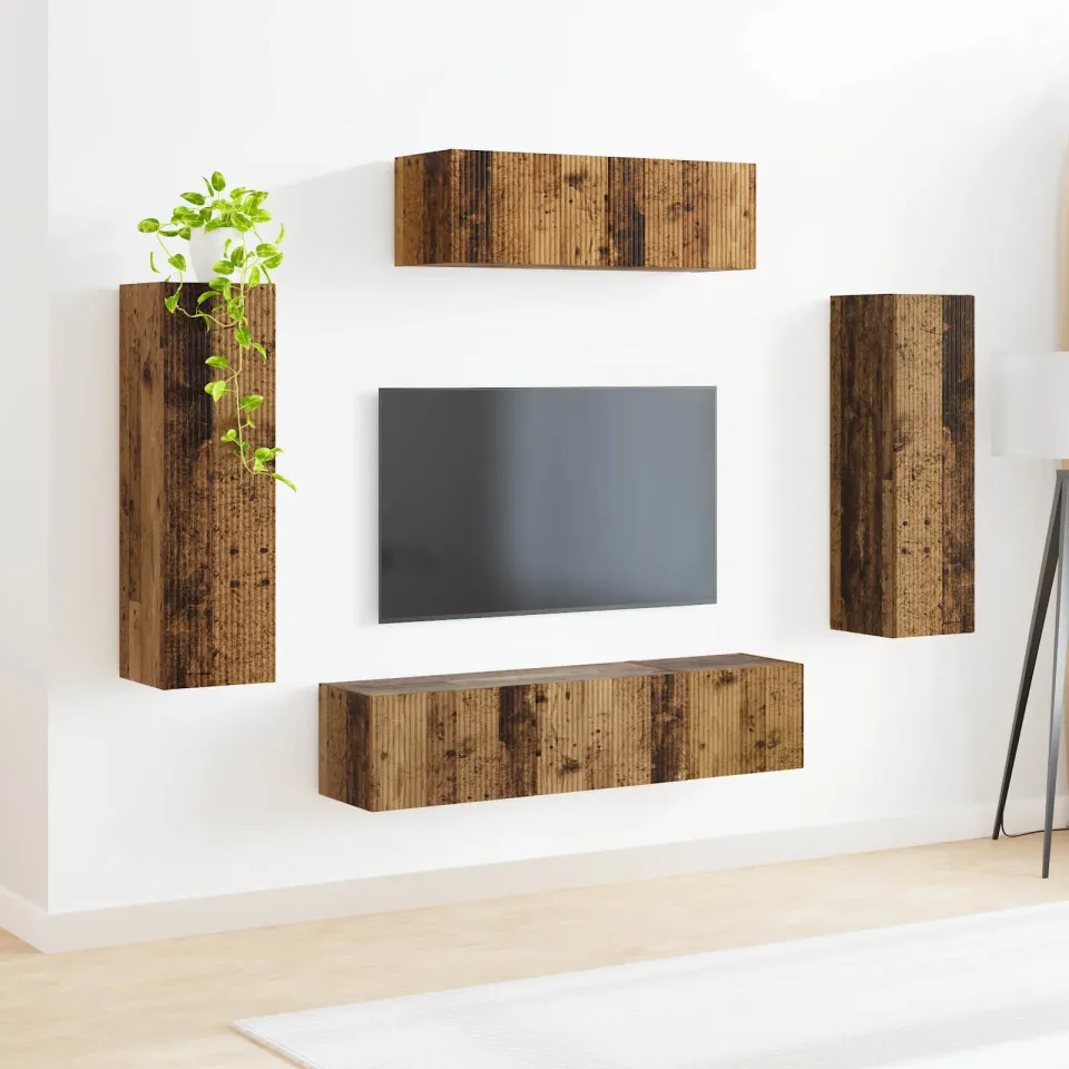 vidaXL TV-kast 5 st Oudhout bruin, foto 4