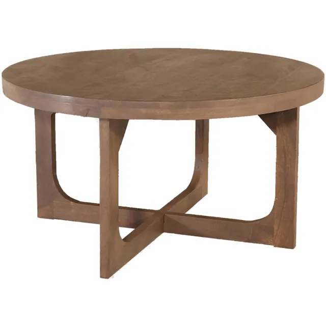 Lizzely Garden & Living Salontafel Japandi rond 80cm walnoot mangohout Bram bijzettafel Japanse stijl