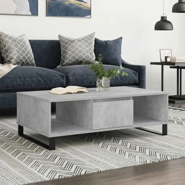 vidaXL Salontafel 104x60x35 cm bewerkt hout betongrijs
