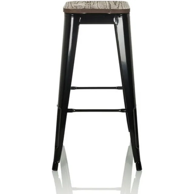 hjh office Barkruk VANTAGGIO HIGH WS metallic zwart / echt hout zitting draaibaar donker hjh OFFICE