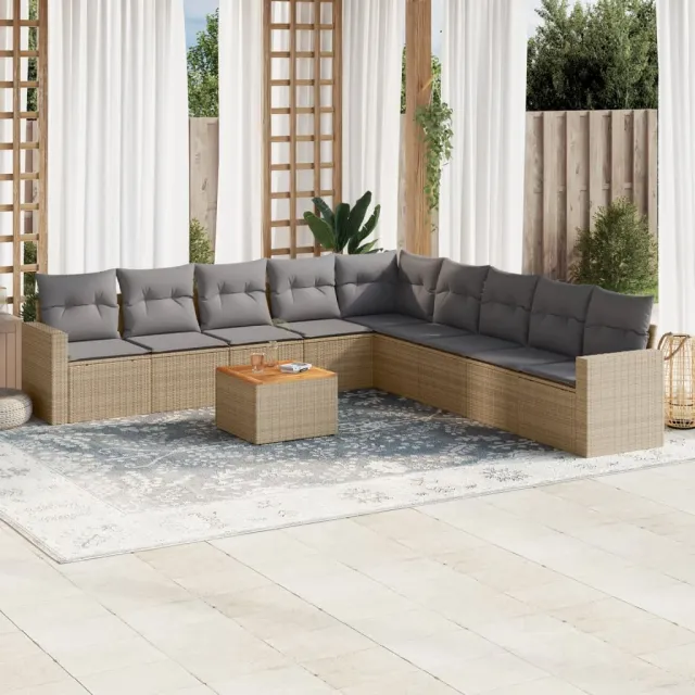 vidaXL Garden Sofa Set 9-zits Mix Beige en Lichtgrijs, foto 2