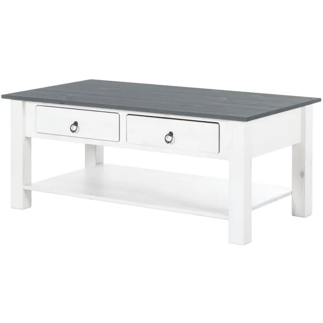 Notio Living Ines-Salontafel - 2-laden - Wit/Grijs Grenen