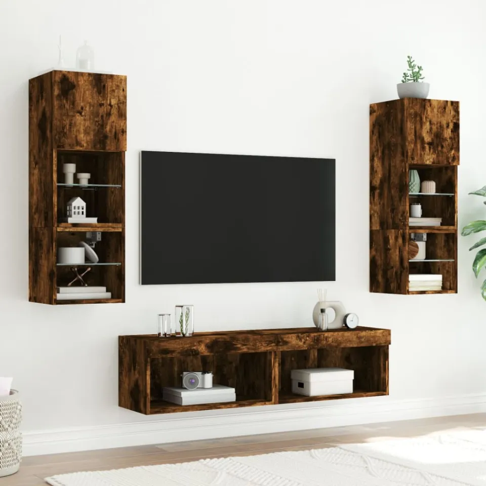 vidaXL Tv-meubel met LED-verlichting 60x30x30 cm gerookt eikenkleurig, foto 4