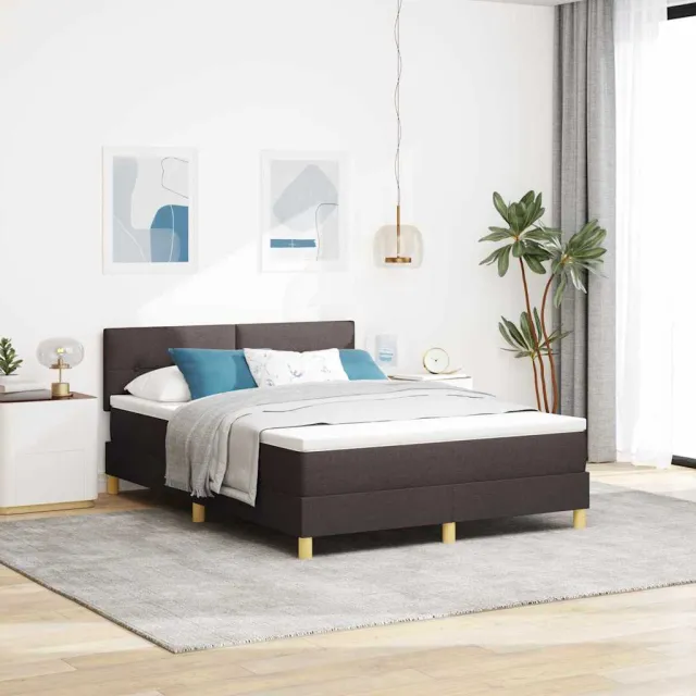 vidaXL Boxspringbed met kussen Donkerbruin 140 x 200 cm Stof
