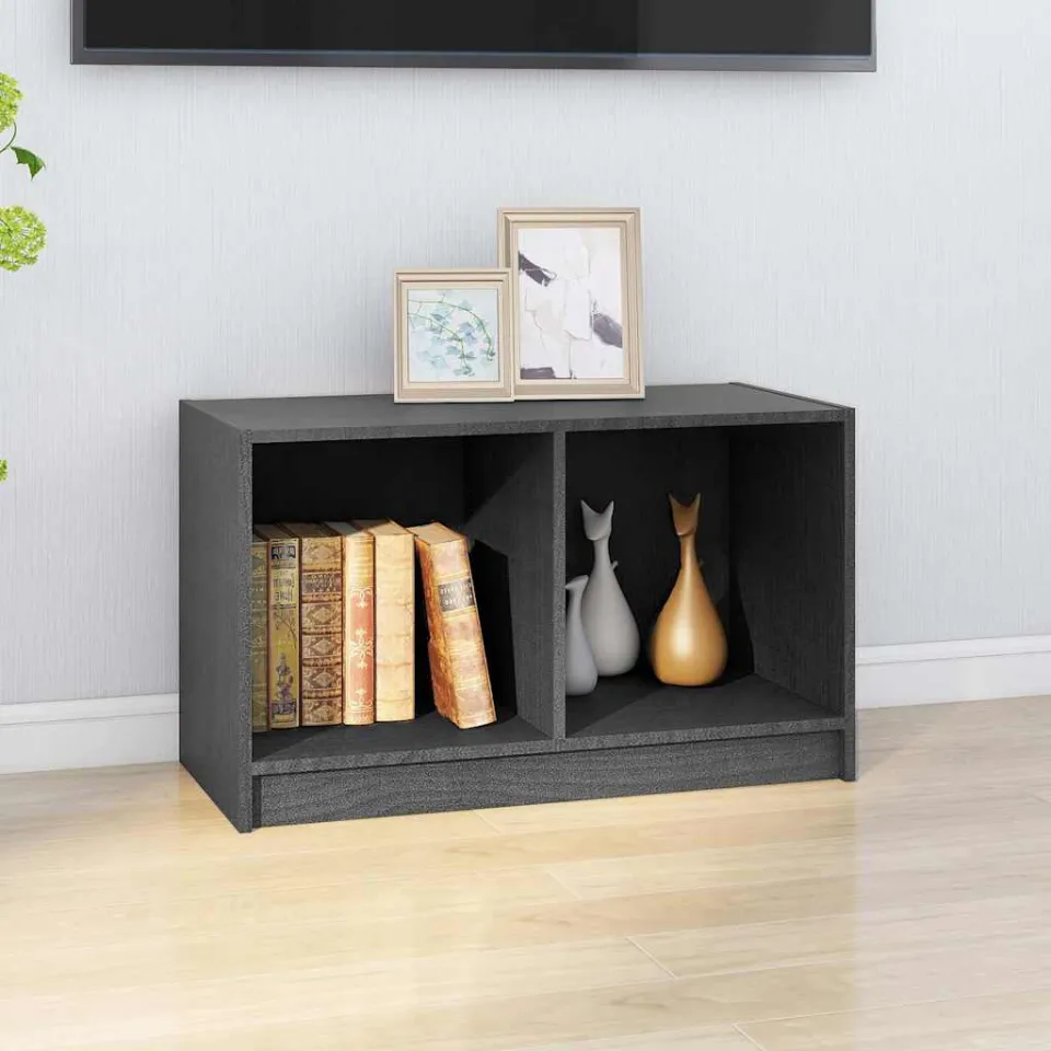 vidaXL Tv-meubel 70x33x42 cm massief grenenhout grijs, foto 3
