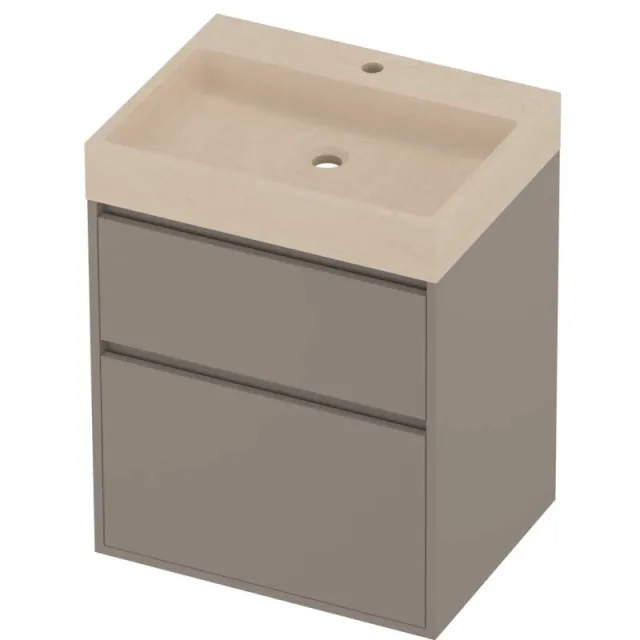Proline Evoli Badmeubelset Hardsteen Loft 1 Kraangat Greeploos 60x46x75 cm Sand Stone Clay Beige