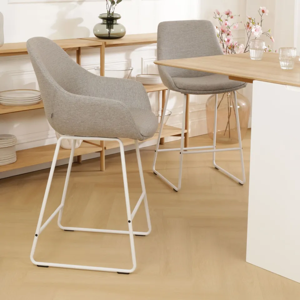 Nolon Nino-Mae barkruk warm grijs - wit onderstel - 65 cm, foto 2