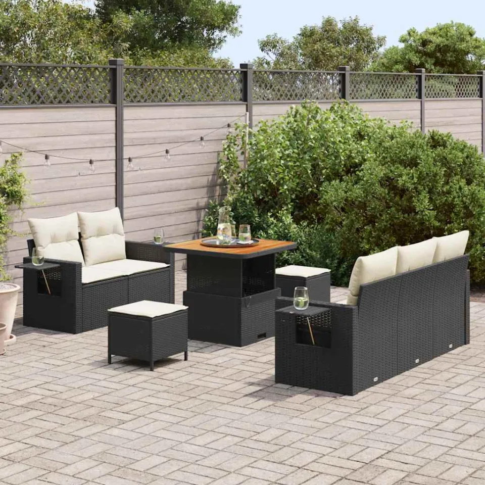 vidaXL Tuin Sofa Set 8 st Zwart poly rattan, foto 3