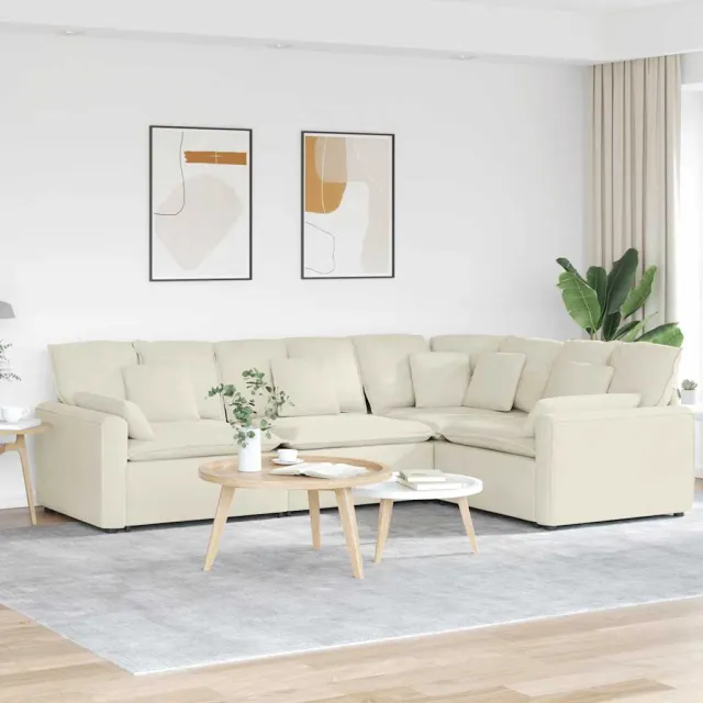 vidaXL Modulaire bank met kussens fluweel crèmekleurig