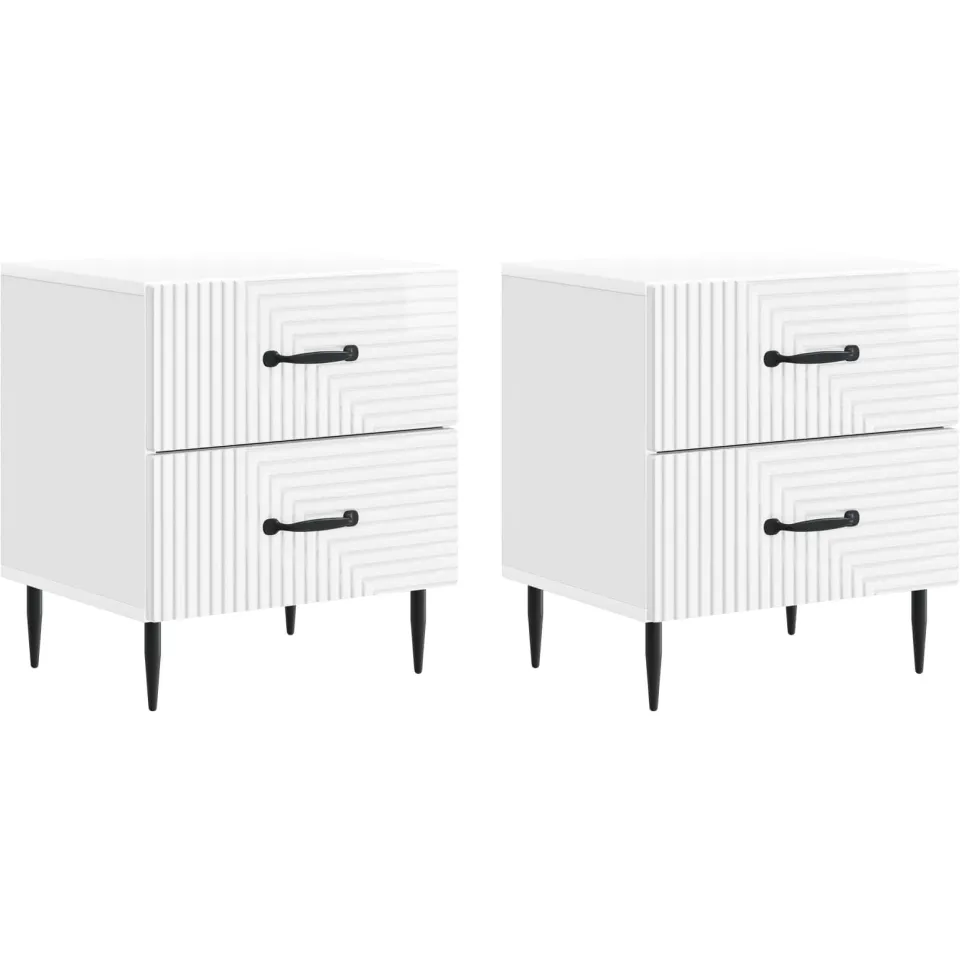 vidaXL Nachtkastje 2 st Hoogglans Wit 43 x 34,5 x 47,5 cm Bewerkt hout, foto 3