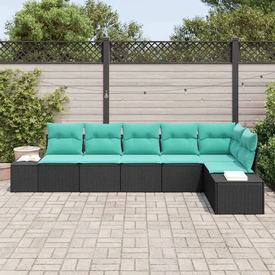 vidaXL Tuin Sofa Set 6 st Zwart poly rattan, foto 3