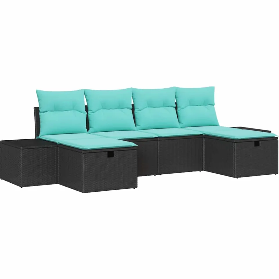 vidaXL Tuin Sofa Set 6 st Zwart poly rattan