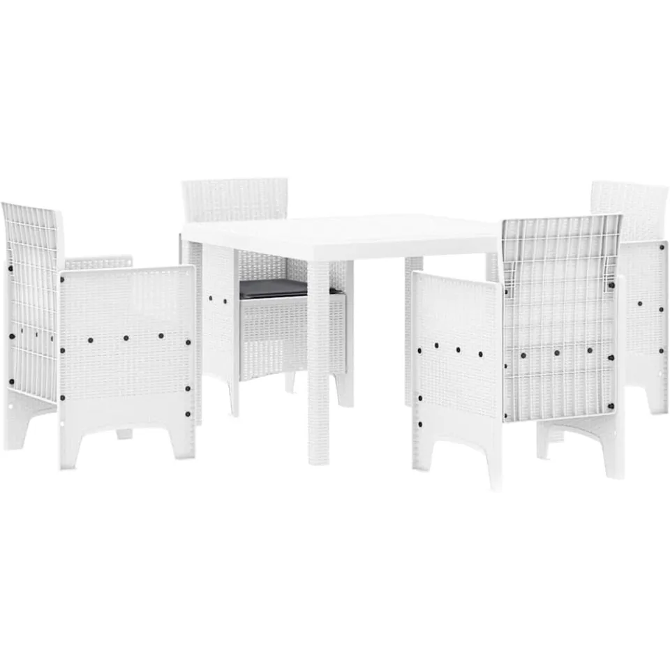 vidaXL Tuin Eetset 5 st Wit Polypropyleen, foto 4
