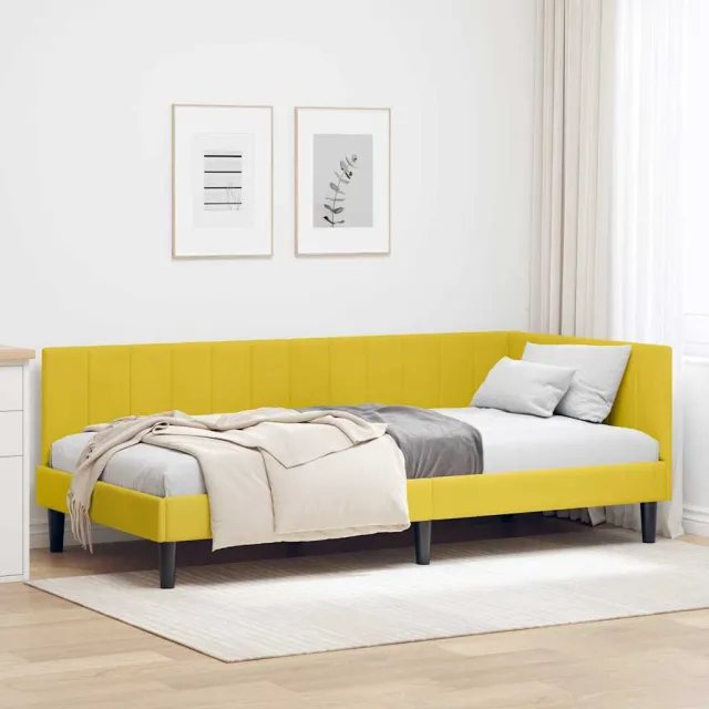vidaXL Hoekbedframe Geel 90 x 190 cm fluweel