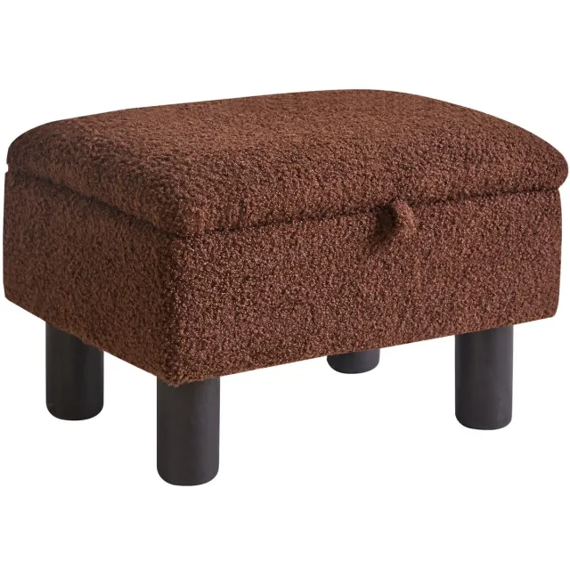 Unyqoos ® Stijlvolle Opbergbare Voetenbank met Zacht Comfort en Houten Poten voor Multifunctioneel Gebruik bruin