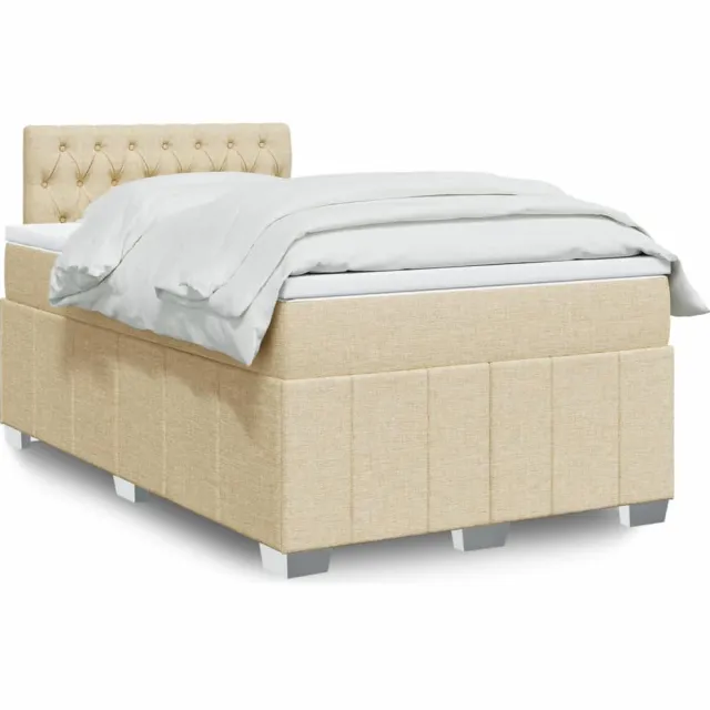 vidaXL Boxspring met matras stof crèmekleurig 120x190 cm