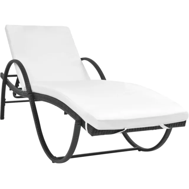 vidaXL Ligbed met kussen poly rattan zwart