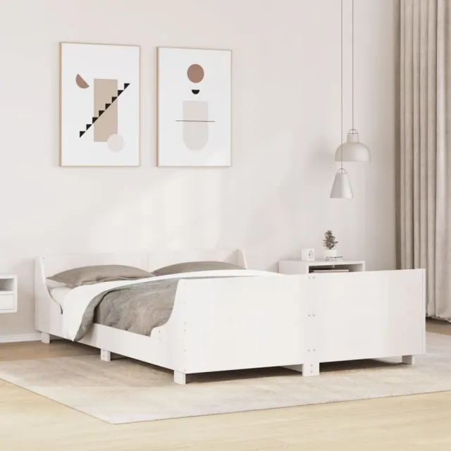 vidaXL Bedframe zonder matras massief grenenhout wit 160x200 cm