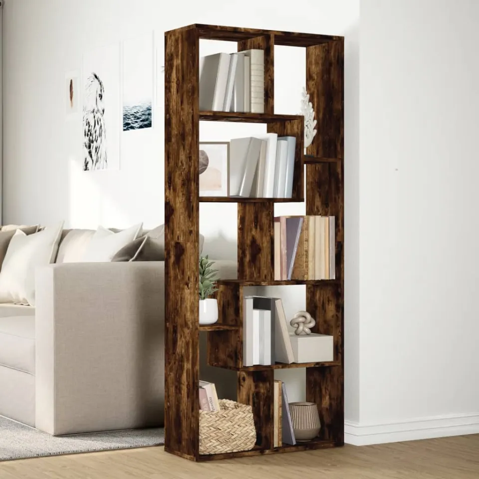vidaXL Kamerscherm / boekenkast 67x25x161,5 cm hout gerookt eiken, foto 3