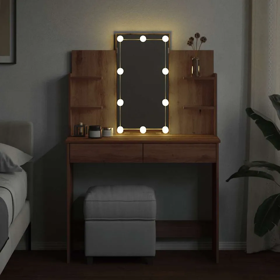 vidaXL Kaptafel met LED-verlichting 96x40x142 cm artisanaal eikenkleur, foto 3