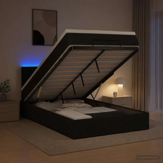 vidaXL Ottoman Bed met Matrassen en LED Zwart 120 x 200 cm Stof