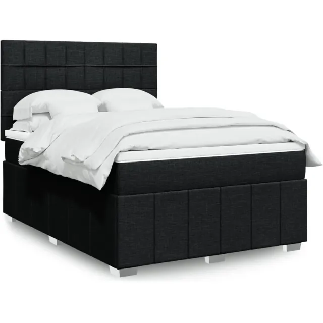 vidaXL Boxspring met matras stof zwart 160x200 cm