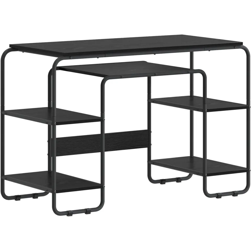 vidaXL Bureau met opbergruimte Zwart eiken 113.5 x 52 x 75.5 cm, foto 3