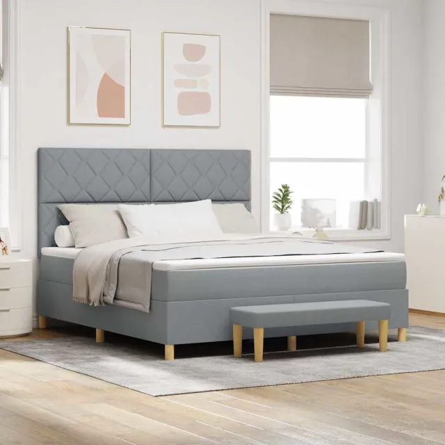 vidaXL Boxspring bed met hoofdeinde Lichtgrijs 200 x 180 cm Stof