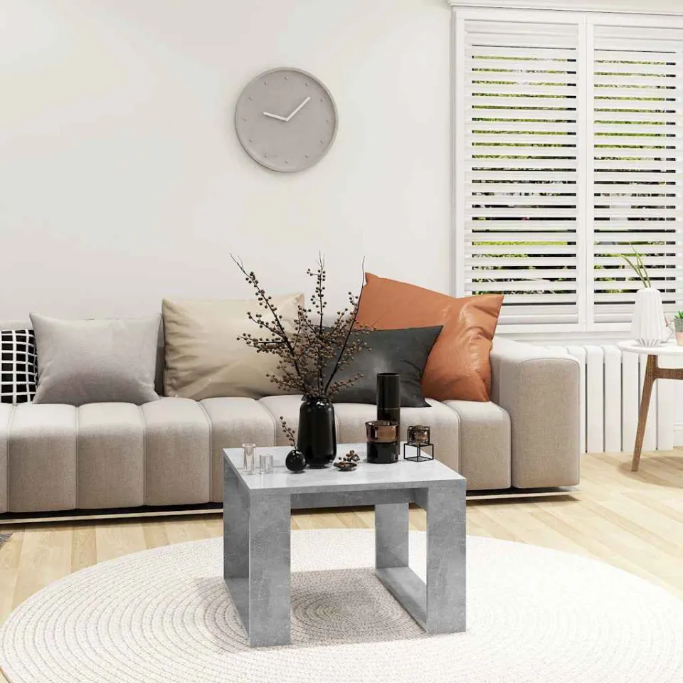 vidaXL Bijzettafel 50x50x35 cm bewerkt hout betongrijs grijs, foto 4