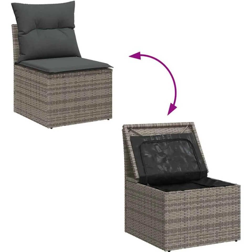 vidaXL Tuin Sofa Set 6 st Grijs Poly riet, foto 3