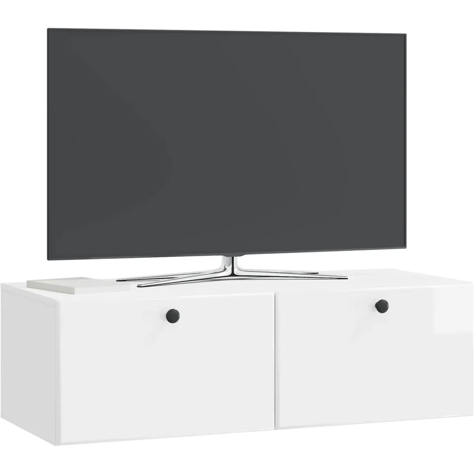 vidaXL Wandbeugel TV-kast 98 x 41 x 30 cm Hoogglans Wit Bewerkt hout