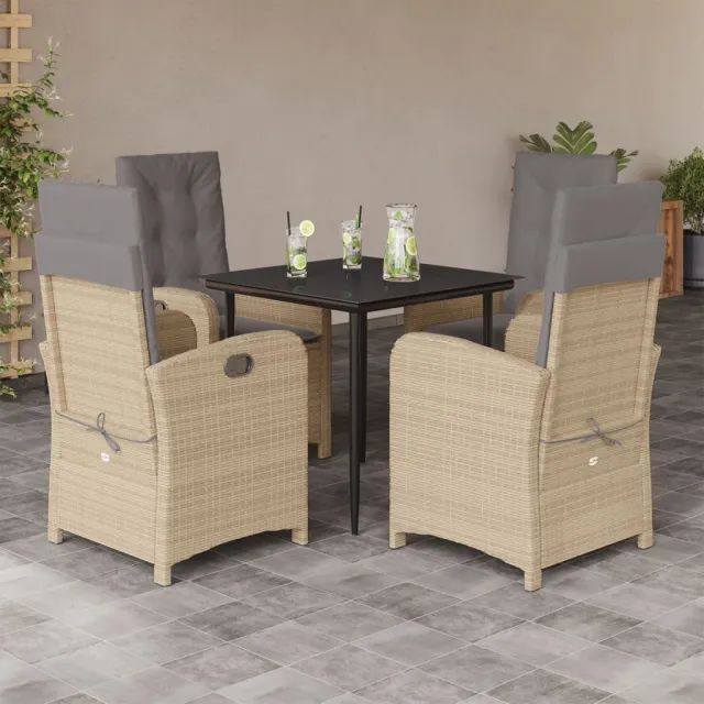 vidaXL 5-delige Tuinset met kussens poly rattan gemengd beige, foto 2