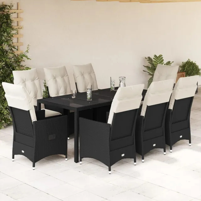 vidaXL 9-delige Tuinset poly rattan zwart, foto 2