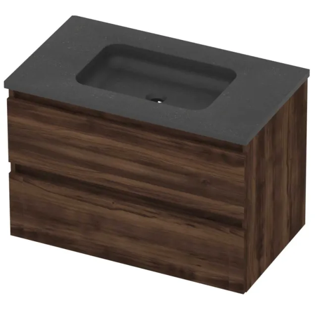 Basic-Line Rocky 46 Badmeubelset Hardsteen Zonder Kraangat 80x46x54 cm Barista Oak Blue Stone Grijs
