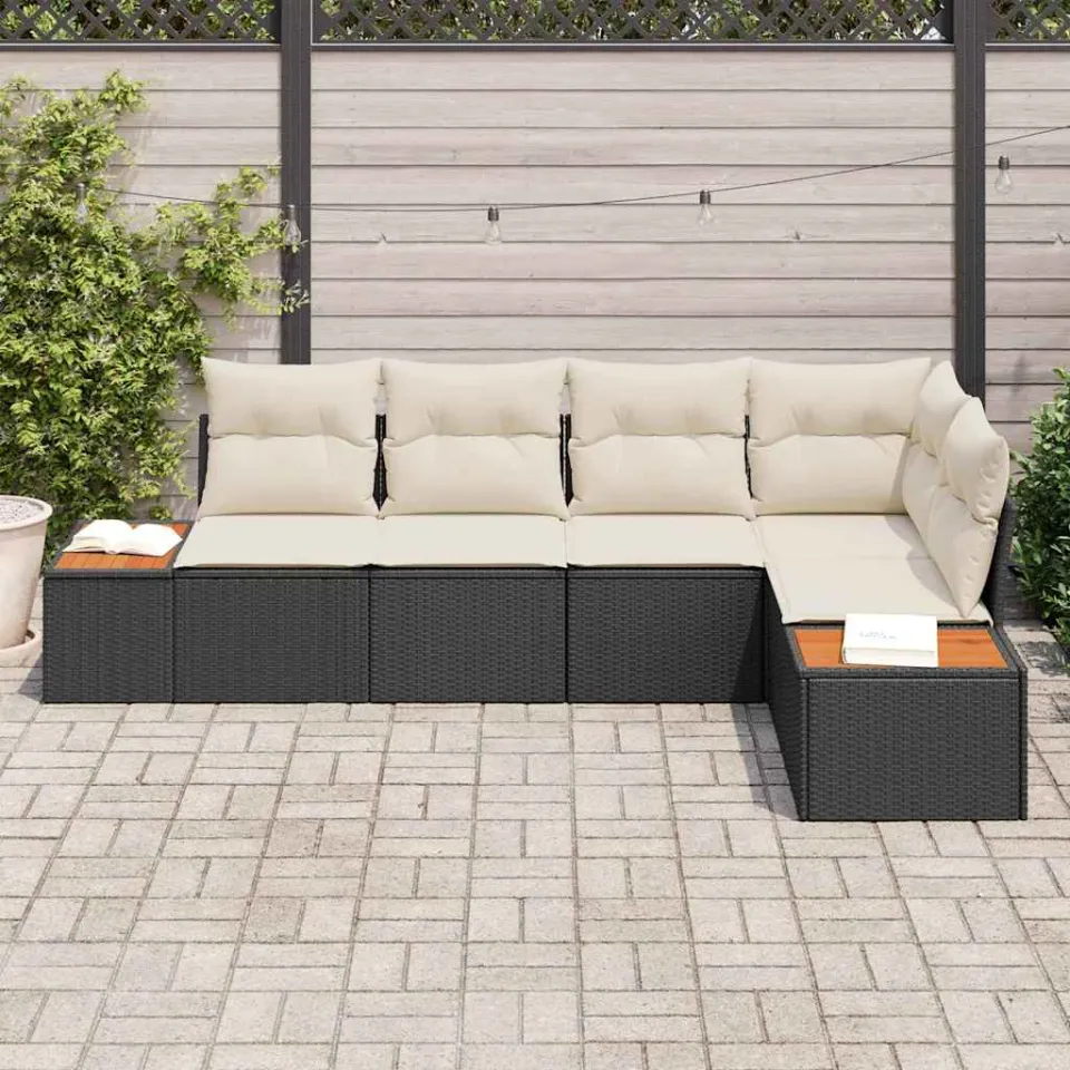 vidaXL Tuinbankenset 5 st Zwart Poly riet, foto 3