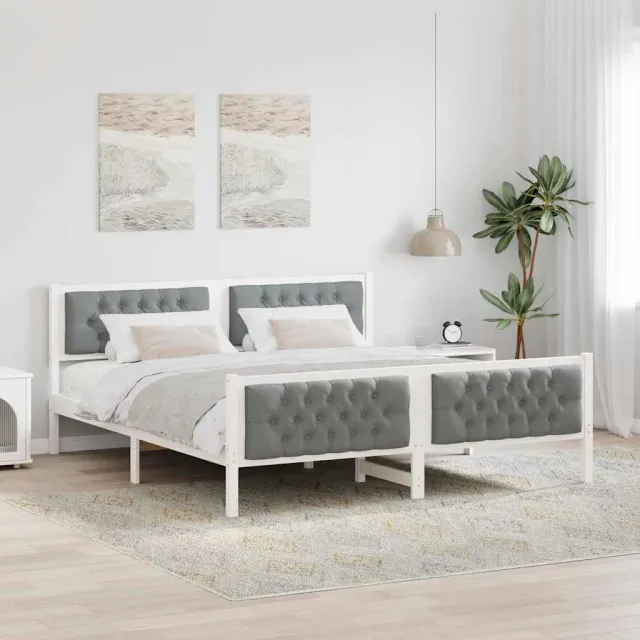 vidaXL Bedframe Lichtgrijs 180 x 200 cm Massief grenenhout Wit