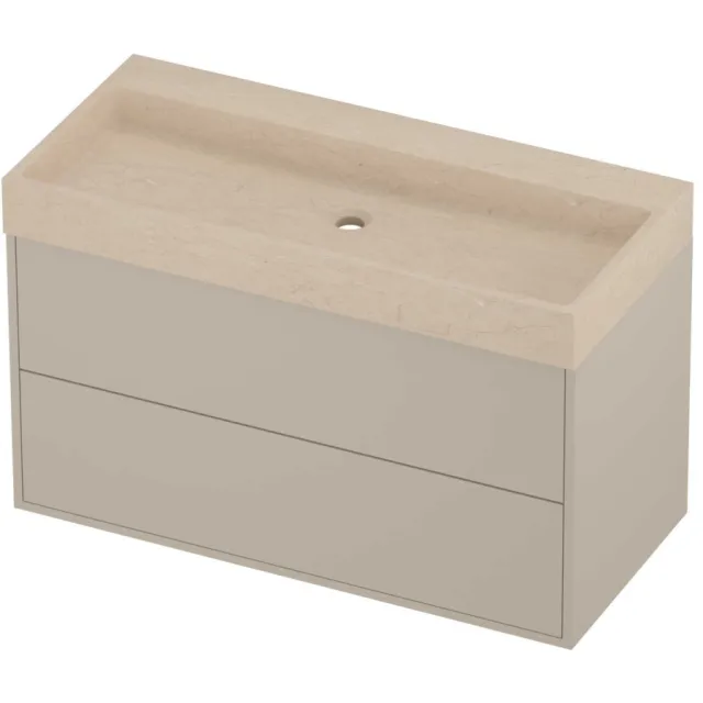 Proline Evoli Badmeubelset Hardsteen Loft 2 Laden 100x46x62 cm Sand Stone Soft Linen Beige