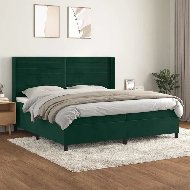vidaXL Boxspring met matras fluweel donkergroen 200x200 cm groen