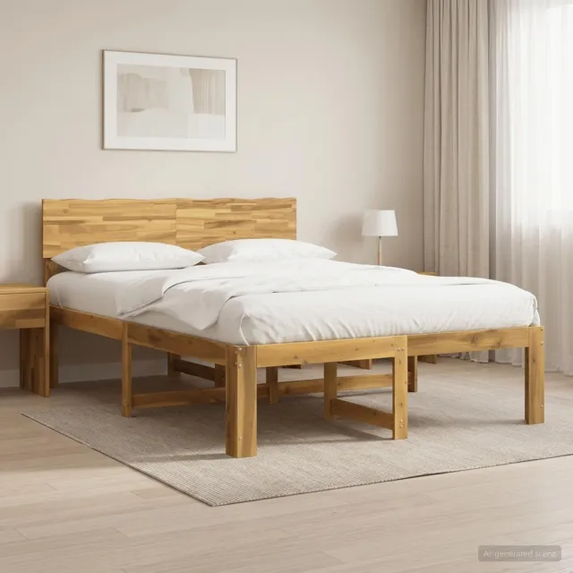vidaXL Tweepersoonsbed met hoofdeinde ROSTOCK Witgewassen 140 x 200 cm Bruin