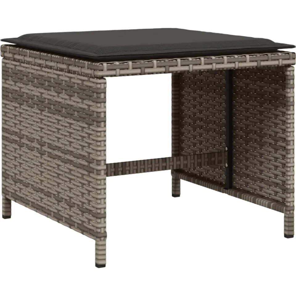 vidaXL 15-delige Tuinset met kussens poly rattan grijs, foto 3