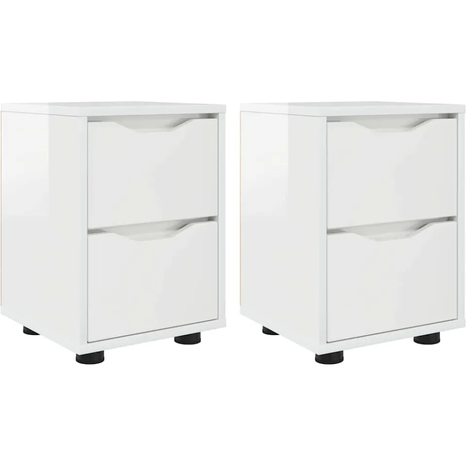 vidaXL Nachtkastjes 2 st Hoogglans wit 30,5 x 30 x 43 cm Bewerkt hout, foto 3