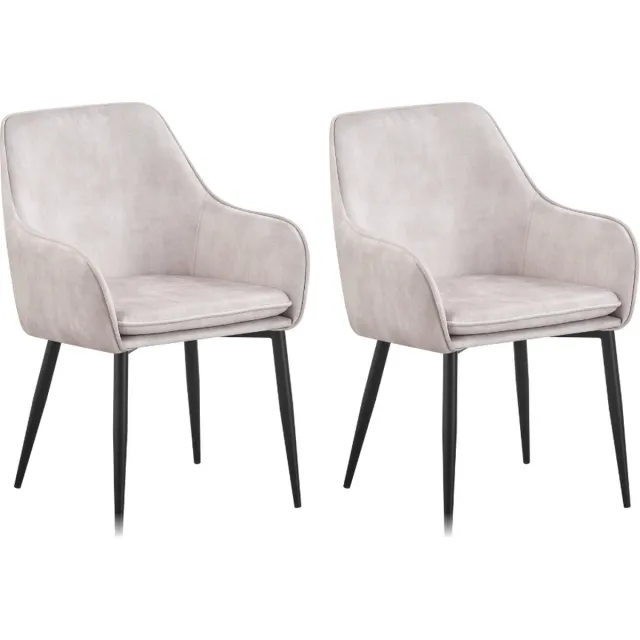 BetterNight Lily - Eetkamerstoel - Set van 2 - Wit - Stof - Zwart metalen poten