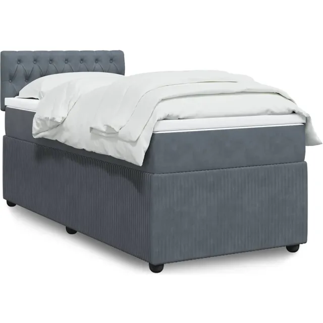 vidaXL Boxspring met matras fluweel donkergrijs 100x200 cm